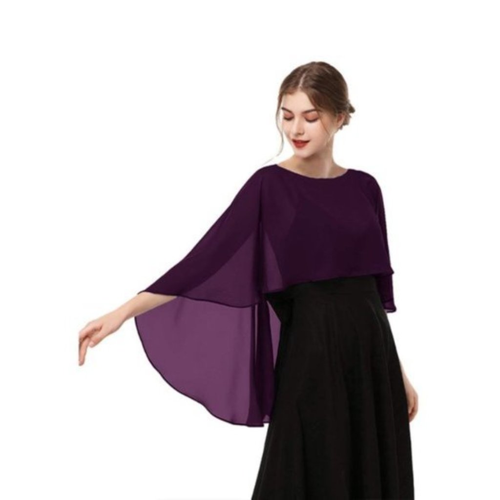 Chiffon Cape Shawls And Wraps Plum